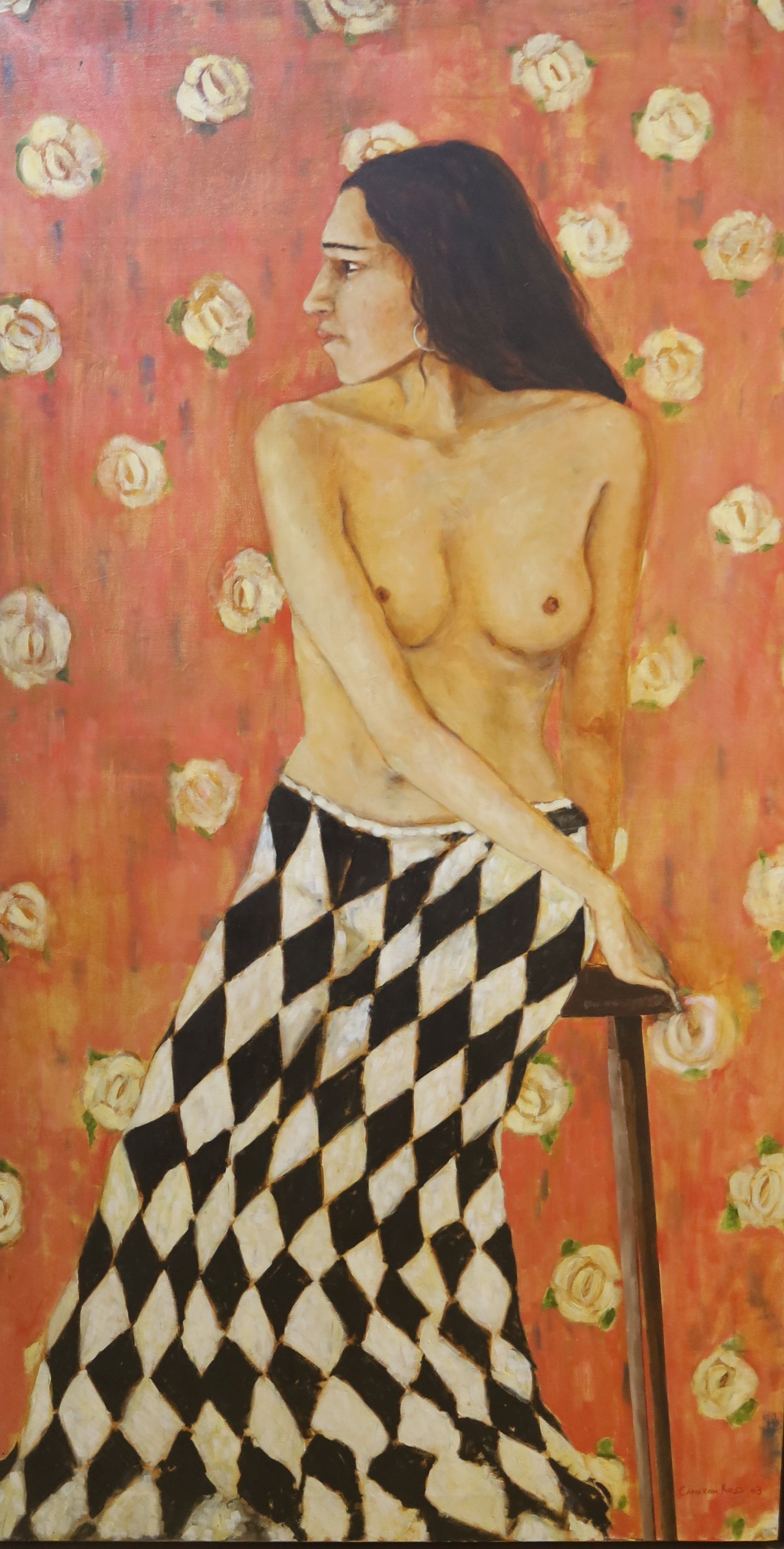 A large figurative oil on canvas, signed Cameron Ross, The French Woman'